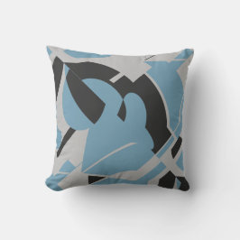 Lichtblauw Grijs Zwart Bold Swirling Art Abstract Kussen