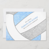 lichtblauw - grijze volleybalfeest kaart (Voorkant)