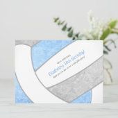 lichtblauw - grijze volleybalfeest kaart (Staand voorkant)