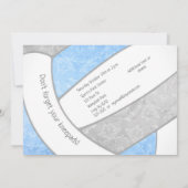 lichtblauw - grijze volleybalfeest kaart (Achterkant)