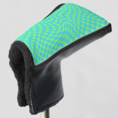 Lichtblauw & groen vervormd dambord patroon golfheadcover (3/4 voorkant)
