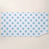 Lichtblauw Grote Polka Dots op Wit Strandlaken (Voorkant)