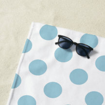 Lichtblauw Grote Polka Dots op Wit