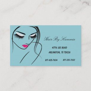 Lichtblauw haar, spijker, make-up Visitekaartje