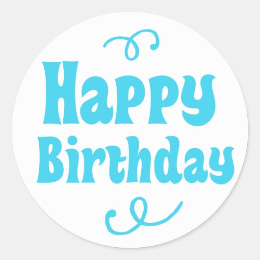 Lichtblauw Happy Birthday Party Favor Stickers (Voorkant)