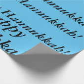 lichtblauw Happy Hannukkah cadeau wrap just words Cadeaupapier (Hoek)