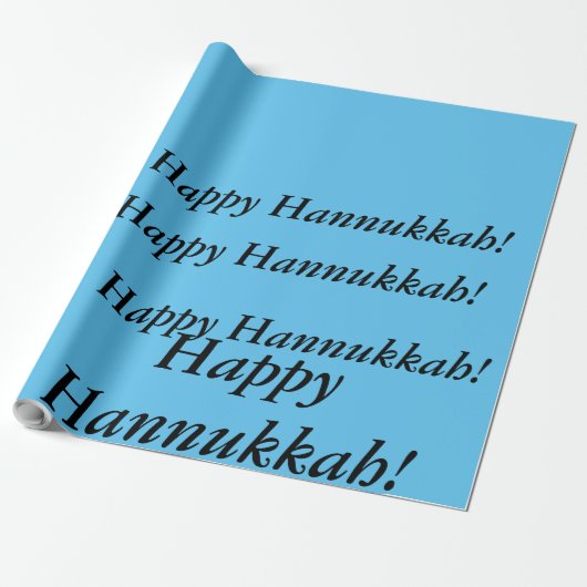 lichtblauw Happy Hannukkah cadeau wrap just words Cadeaupapier (Uitgerold)
