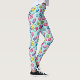 Lichtblauw Happy Pill Pattern Leggings
