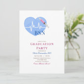 Lichtblauw hart, hartslag en injectiespuit verpleg kaart (Staand voorkant)