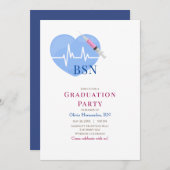 Lichtblauw hart, hartslag en injectiespuit verpleg kaart (Voorkant / Achterkant)