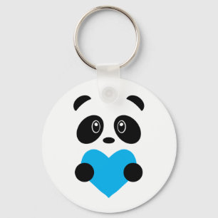 Lichtblauw hart Panda Sleutelhanger
