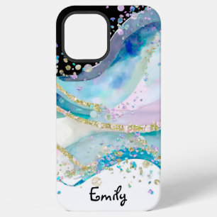 Lichtblauw holografisch alcoholinktpatroon iPhone 12 pro max hoesje