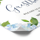 Lichtblauw Hortensia Schrijf Ons Gastboek Poster (Hoek)