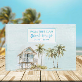 Lichtblauw Houten Palmboom Strandhuis Gastenboek