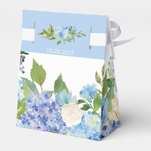 Lichtblauw Hydrangea Bloemen Gift Bruiloft Bedankdoosjes (Achterkant)
