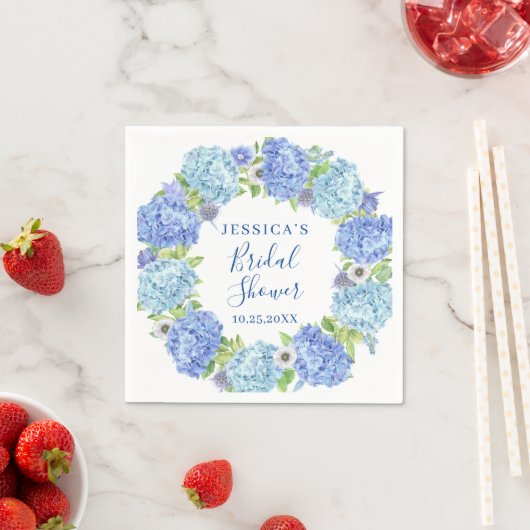 Lichtblauw Hydrangea Bloemen Vrijgezellenfeest pap Servet (Insitu)