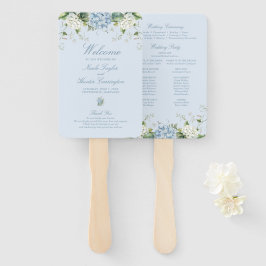 Lichtblauw Hydrangea Huwelijksceremonieprogramma Handwaaier