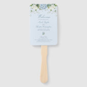 Lichtblauw Hydrangea Huwelijksceremonieprogramma Handwaaier (Voorkant)