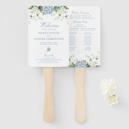 Lichtblauw Hydrangea Huwelijksceremonieprogramma Handwaaier