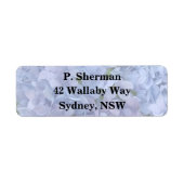 Lichtblauw Hydrangea retour adres label (Voorkant)