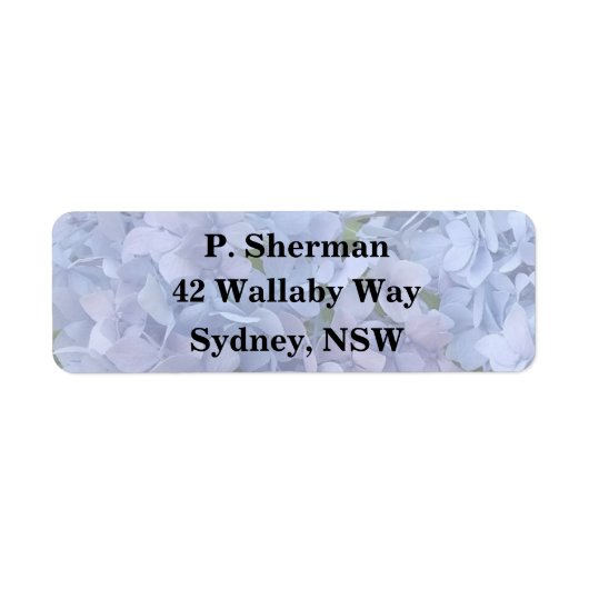 Lichtblauw Hydrangea retour adres label (Voorkant)