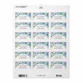 Lichtblauw Hydrangea Waterverf bloemenlabel Etiket (Full Sheet)