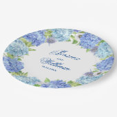 Lichtblauw Hydrangeas Bloemen Bruiloft Papieren Bordje (Gekanteld)