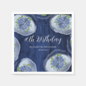 Lichtblauw Hydrangeas Hout 40e Verjaardagsfeestje Servet (Voorkant)