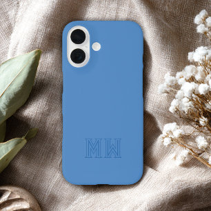 Lichtblauw Initiaal Monogram Eenvoudig Minimaal iPhone 16 Hoesje