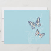 Lichtblauw inkten kunst vlinder bruiloft kaart (Achterkant)