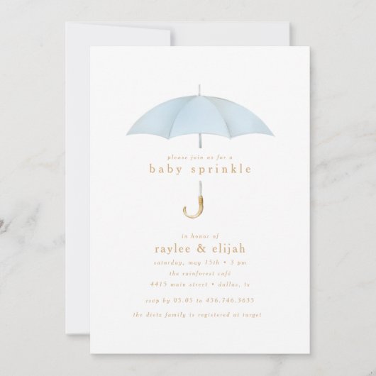 Lichtblauw Jongen Baby Sprinkle Douche Event | Kaart (Voorkant)