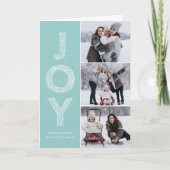 Lichtblauw JOY gebladerte belettering fotocollage Feestdagen Kaart (Voorkant)