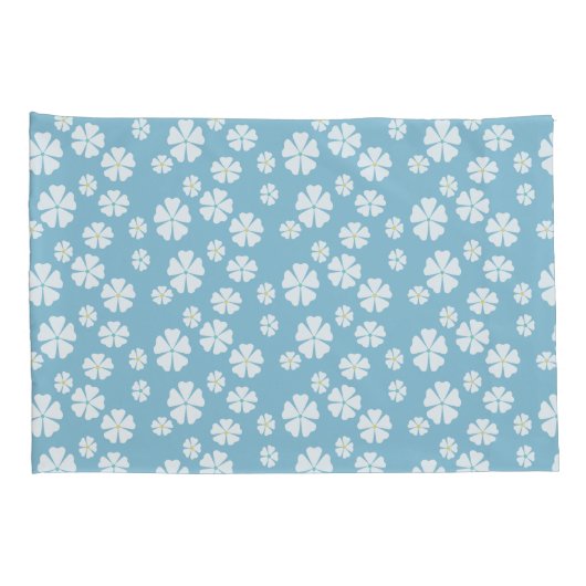 Lichtblauw kanteltje met witte bloemen kussensloop (Achterkant-Rechts)