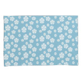 Lichtblauw kanteltje met witte bloemen kussensloop (Voorkant-Rechts)