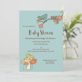 lichtblauw katoenhoudend Baby shower Kaart (Staand voorkant)