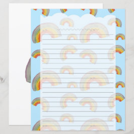 Lichtblauw Kawaii Regenboog Kantoor Papier