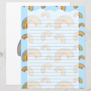 Lichtblauw Kawaii Regenboog Kantoor Papier