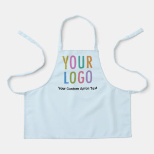 Lichtblauw kinder apron met school logo en tekst schort