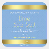 Lichtblauw Koel Goud Effect Limoen Zee Zoutlabels Vierkante Sticker (Voorkant)