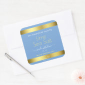 Lichtblauw Koel Goud Effect Limoen Zee Zoutlabels Vierkante Sticker (Envelop)
