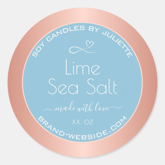 Lichtblauw Koel Roos Gold Effect Zee Zoutlabels Ronde Sticker (Voorkant)