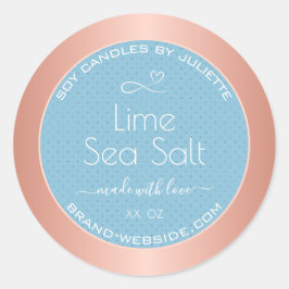 Lichtblauw Koel Roos Gold Effect Zee Zoutlabels Ronde Sticker