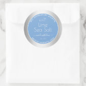 Lichtblauw Koel Zilveren Effect Limoen Zee Zoutlab Ronde Sticker (Tas)