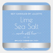 Lichtblauw Koel Zilveren Effect Limoen Zee Zoutlab Vierkante Sticker (Voorkant)