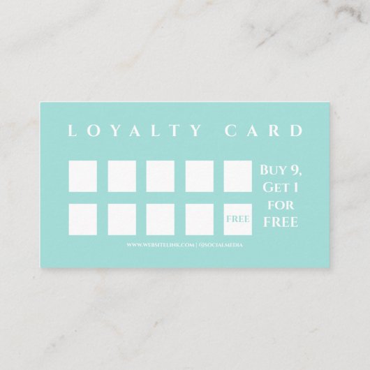 Lichtblauw Leuk Minimalistisch Salon Koffiewinkel Klantenkaartje (Achterkant)