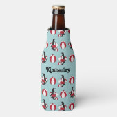 Lichtblauw Leuke Cartoon Pinguïn Zwemmen Kinder Na Flesjeskoeler (Fles Voorkant)