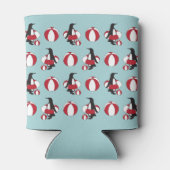 Lichtblauw Leuke Cartoon Zwempinguïn Kinder naam Blikjeskoeler (Achterkant)