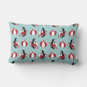 Lichtblauw Leuke Pinguïn Zwemmend Kinder Monogram Kussen (Achterkant)