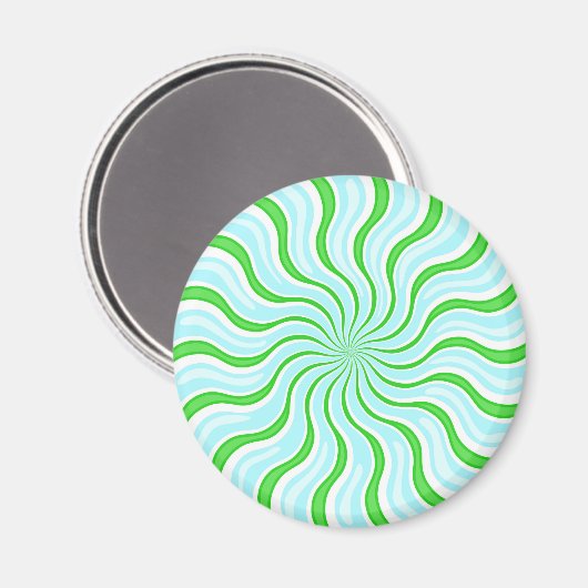 Lichtblauw & Limoen Psychedelic Stripe Magnet (Voorkant / Achterkant)