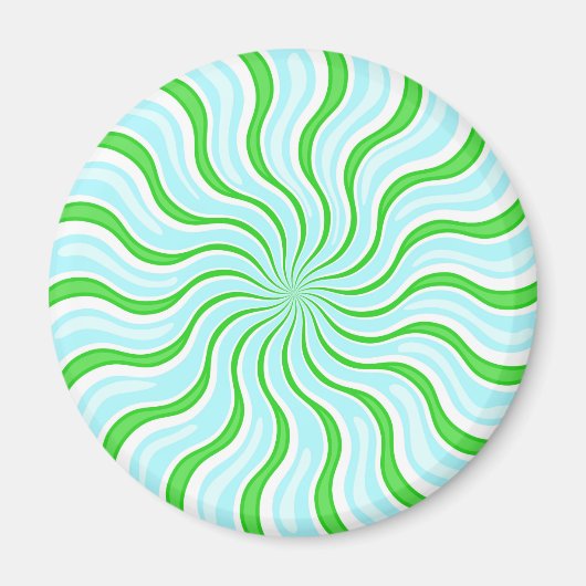 Lichtblauw & Limoen Psychedelic Stripe Magnet (Voorkant)